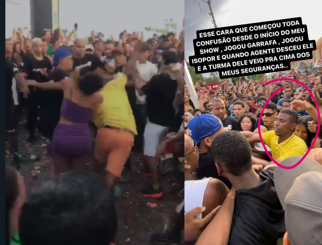 Mulher é atingida com soco deferido por segurança durante show do cantor e compositor O Polêmico no município de Floriano
