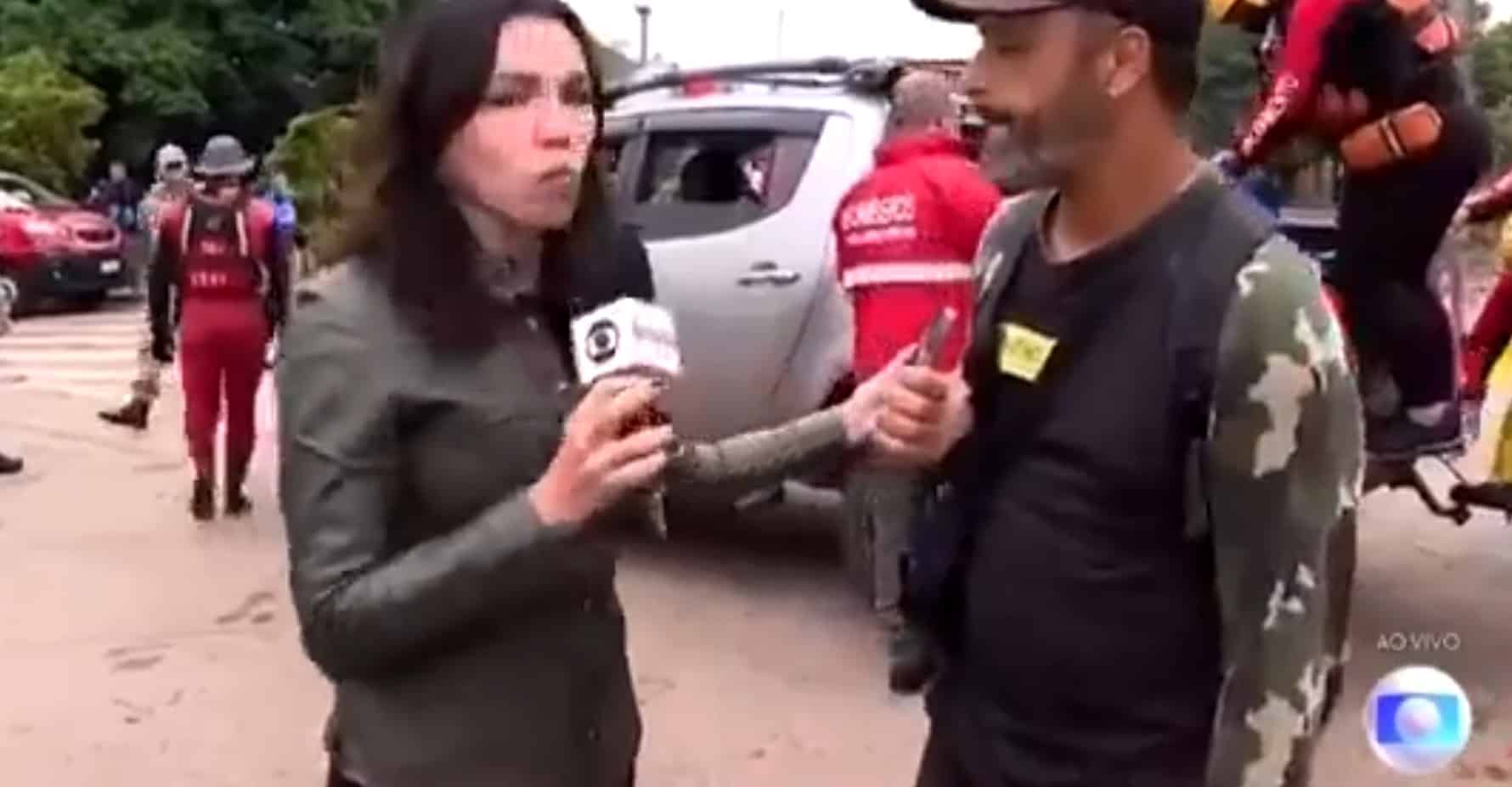 Durante programa ao vivo, homem fala que "90% das pessoas ajudando são civis" mas é interrompido por repórter da Globo no RS; VEJA VÍDEO
